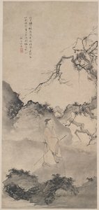 詩人・林甫が月光の中をさまよっている様子（1400年代後半 作： Du Jin