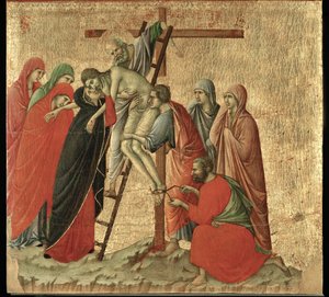 祭壇マエスタ、シエナ大聖堂のために1308年から1311年にかけて描かれた... 作： ドゥッチョ ディ ブオニンセーニャ
