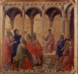 イエスの生涯：医者たちとの論争（マエスタの細部）（絵画 作： Duccio di Buoninsegna