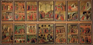 キリストの生涯：情熱マエスタのプレデラ（木にテンペラ 作： Duccio di Buoninsegna