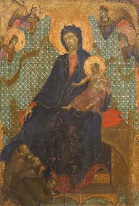 フランシスコ会の聖母」ドゥッチョ・ディ・ブオンインセーニャ（1255年頃～1319年以前）作、木にテンペラ、235x16cm 作： Duccio di Buoninsegna