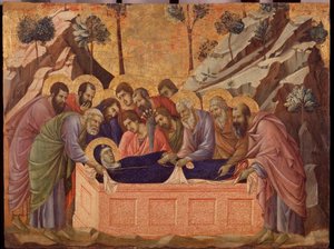 処女の休息。マエスタのプレデラ（木にテンペラ 作： Duccio di Buoninsegna