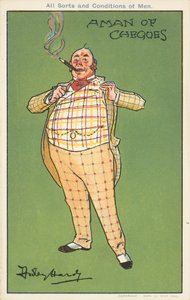 A man of cheques：チェック柄のスーツを着た富裕層の男性（カラーリトグラフ 作： Dudley Hardy