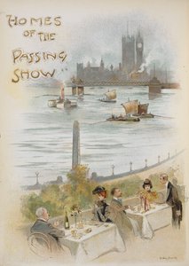 テムズ川沿いのシーンを示すタイトル ページのイラスト。 作： Dudley Hardy