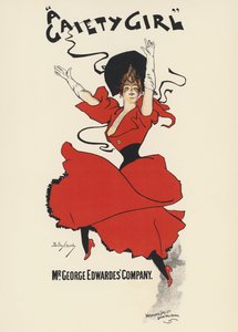 A Gaiety Girl』のポスター（カラーリトグラフ 作： Dudley Hardy