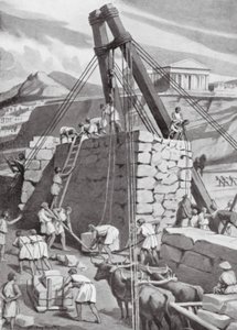 アテネの城壁再建、紀元前393年（リトグラフ） 作： Dudley Heath