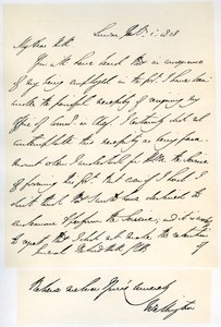 1828年2月1日、ウェリントン公爵からローランドヒル将軍への手紙。 作： Duke of Wellington