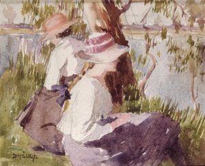 二人の少女の習作（水彩、紙） 作： Duncan McGregor Whyte