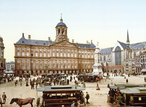 ダム広場からアムステルダムにある王宮、1890〜1900年