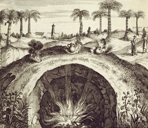 アタナシウスキルヒャー（1601-80）1667による中国からの巨大な地下蒸気調理器