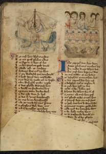 追加。 11575、f.65v ヨナとクジラ、Spiegel van der Menschen Behoudenisse (人間の救いの鏡の翻訳) より (ベラム) 作： Dutch School