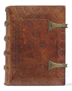 オランダ語、ローワーラインラント、エメリッヒ、クレーヴェ、c.1480の時祷書と祈祷書（ベラムと紙にインクと顔料、金属の留め金が付いたボードの上にカーフスキンで綴じられています）