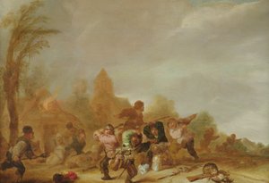 兵士と農民の乱闘 作： Dutch School