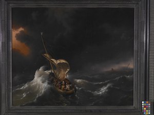 ガリラヤの海の嵐の中のキリスト（キャンバスに油彩） 作： Dutch School