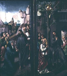 母と別れるキリスト、エルサレムに入るキリスト（1500年頃 作： Dutch School