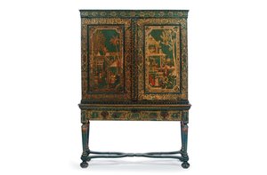 スタンド上のコレクターキャビネット、c.1700-30 作： Dutch School