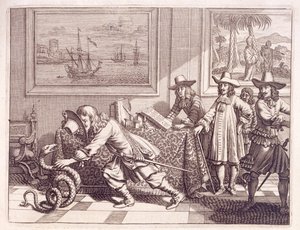 1672年のオランダ将校会議室に侵入したコブラの取り扱い 作： Dutch School