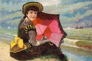 海沿いの日傘とオランダの女の子 作： Dutch School