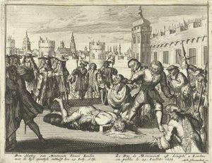 モンマス公の処刑、1685 年 7 月 15 日のエッチング。 作： Dutch School