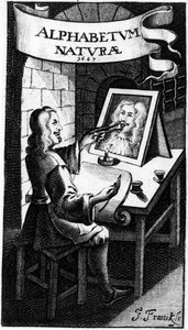 アルファベットナチュラ（自然のアルファベット）のフロントピース、FMヴァンヘルモント作、1667年 作： Dutch School