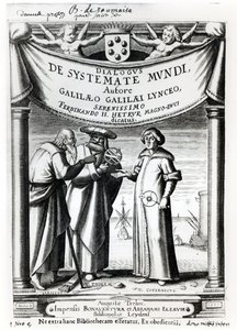 ライデンで出版されたガリレオ（1564-1642）による世界の対話システムの最前線 作： Dutch School