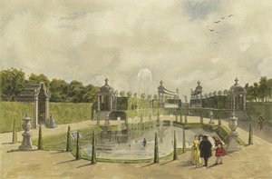 別荘の庭園、18世紀初頭 作： Dutch School