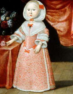 ピンクと白の花を持つ少女 1640年頃（銅に油彩）
