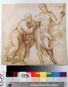 ""The Incredulity Of Saint Thomas"" (The Incredulity Of Saint Thomas) インク ドローイング オブ ザ オランダ派、17 世紀初頭 プーシキン美術館、モスクワ 作： Dutch School