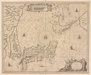日本地図、日本、エソンの国、および雪の発見からの隣接する島々の新しい正確な説明 作： Dutch School