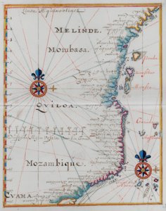 モンバサ、東アフリカの地図。 作： Dutch School