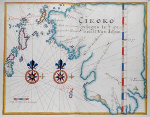 日本の九州南部の地図（紙にペンと水彩） 作： Dutch School