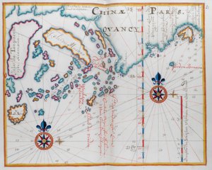 中国の海岸の一部と島々を示す地図。 作： Dutch School