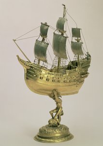 模型艦船、アムステルダム、1595-96（金メッキ銀） 作： Dutch School
