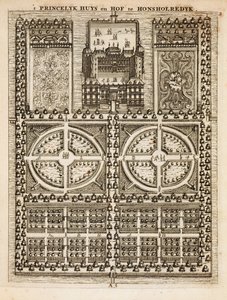 1699年に出版されたヨハンファンデルグレンのオランダの庭師によるホンソレディク宮殿 作： Dutch School