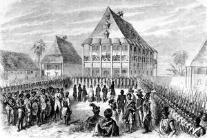 マダムファイファー（アイダファイファー）の到着、ラナヴァイオ女王、1846-1848年 作： Dutch School