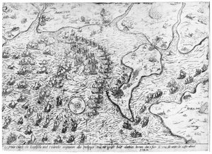 1596年にカディス港でスペイン艦隊に対抗するイギリス軍とオランダ軍 作： Dutch School