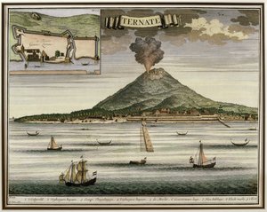 テルナテ島、モルッカ、インドネシア、Oud Nieuw Oost-Indien、1724-26のイラスト 作： Dutch School