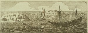 アムステルダムで出版された「船バタビアの不運な航海」からの船の分裂 作： Dutch School
