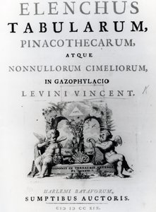 1719年に公開されたLevin St. Vincentによるリストテーブルのタイトルページ