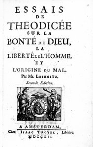 ゴットフリートライプニッツ著 『Theodicee』のタイトルページ、1712年に発行された第2版 作： Dutch School
