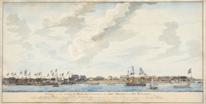 パラマリボの街とゼーランディア砦の眺め、1772年 作： Dutch School
