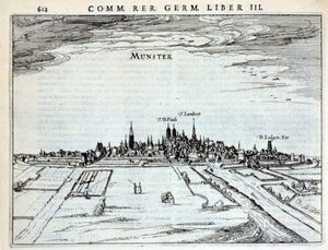 P. Bertin、アムステルダム1616によってRerum Germanicarumからミュンスターの町の眺め 作： Dutch School
