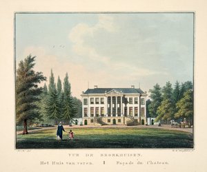 Vue de Broekhuisen.正面から見た家。城のファサード 作： Dutch School