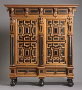 ワードローブ（Kast）、オランダ製、1625-1650年頃（オーク材、黒檀とローズウッドの突板