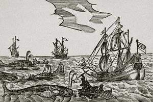 捕鯨船（Jacob Segersz van der Bruggeの「Journael」より 作： Dutch School