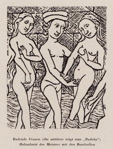 入浴する女性（木版画） 作： Dutch School