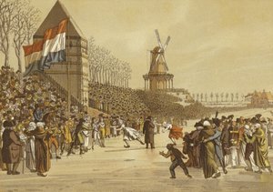 レディースアイススケートレース、レーワルデン、オランダ、1805 作： Dutch School