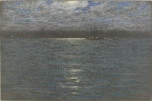 夜：港、1894（茶色の紙にパステル）