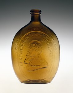図柄入りフラスコ、1847年頃（非鉛ガラス 作： Dyottville Glass Works