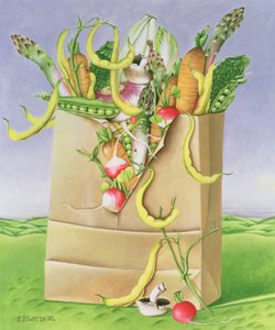 野菜入り紙袋1992年（アクリル） 作： E.B. Watts